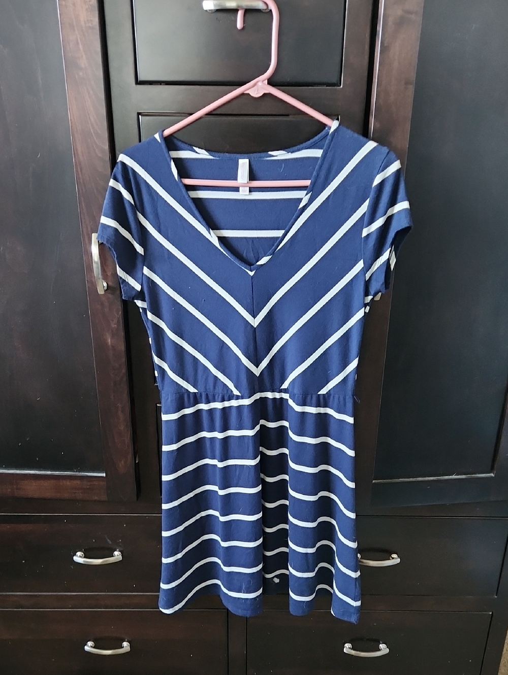 Xhilaration Navy and White Striped Midi Dress